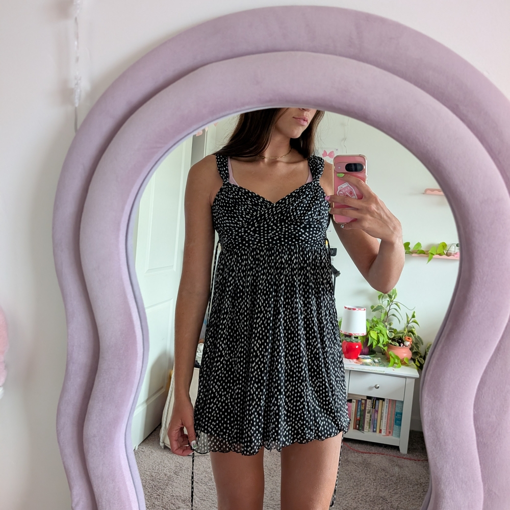Classic Elegant Black Polka Dot Dress Size XS